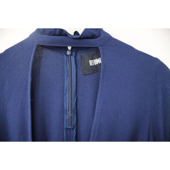 reformation Women's S/M Wrap around mini dress blue long sleeve back zip - Picture 5 of 9